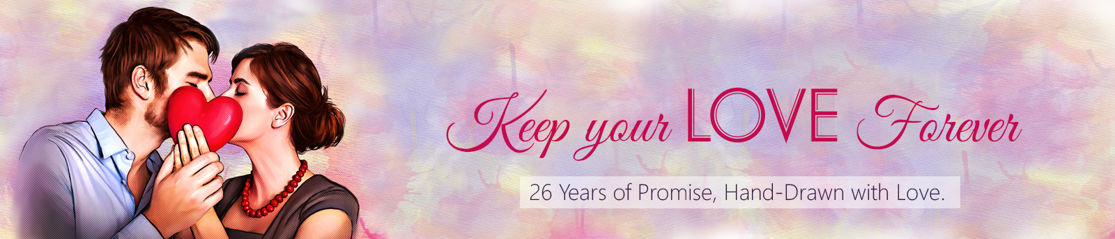 Valentine's Day Gift Guide - Valentine's Day hand-drawn gift: 26 Years of Promise, Hand - Drawn with Love, custom couple portrait for sweet holiday surprise